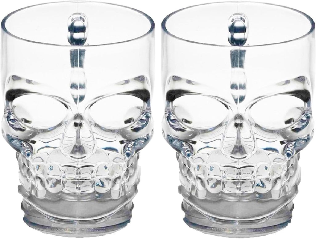 Skull Face Glass Beer Mugs – Set of 2 – view 2