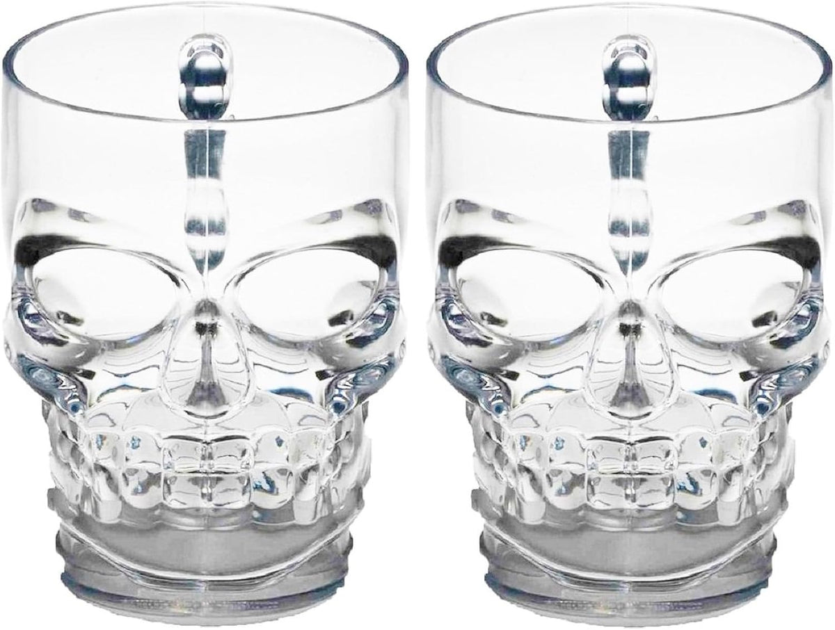 Skull Face Glass Beer Mugs – Set of 2 – view 2