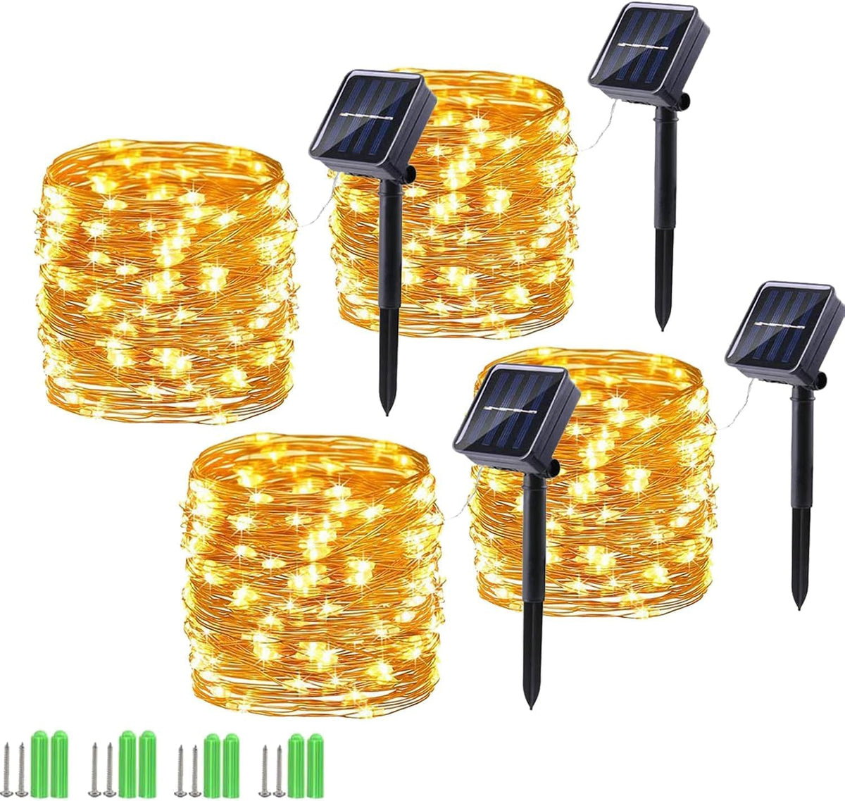 Solar Fairy String Lights – Warm White Copper Wire, 2 to 6 Pack – view 7