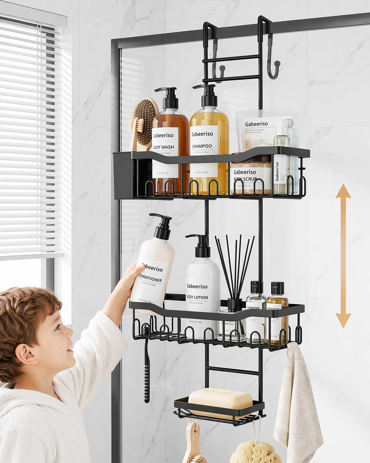 3-Tier Over-the-Door Shower Caddy – Rustproof, No Drilling