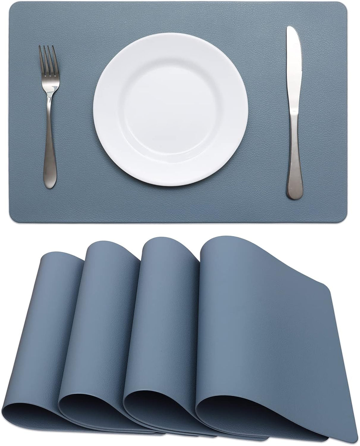 Black Faux Leather Placemats – Wipe-Clean Table Mats – view 14
