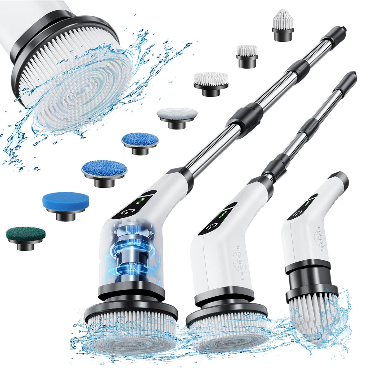 Cordless Electric Spin Scrubber with 8 Brush Heads
