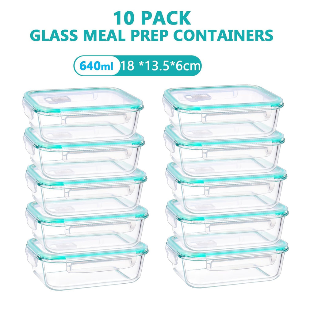 Airtight Glass Meal Prep Containers – 10 Pack