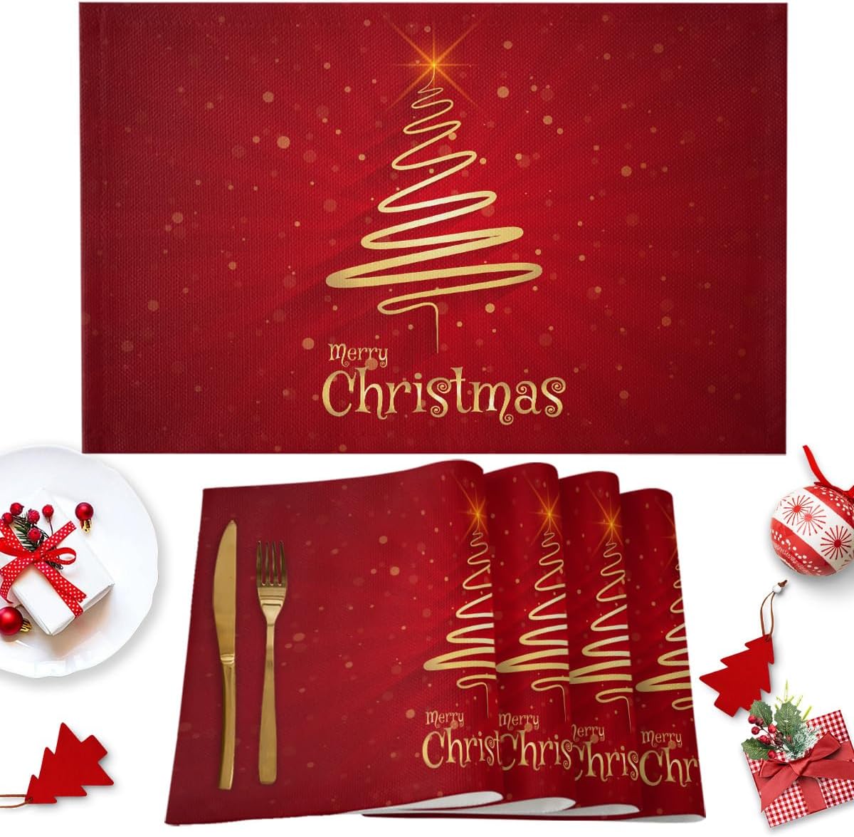 Merry Christmas Tree Placemats – Set of 6