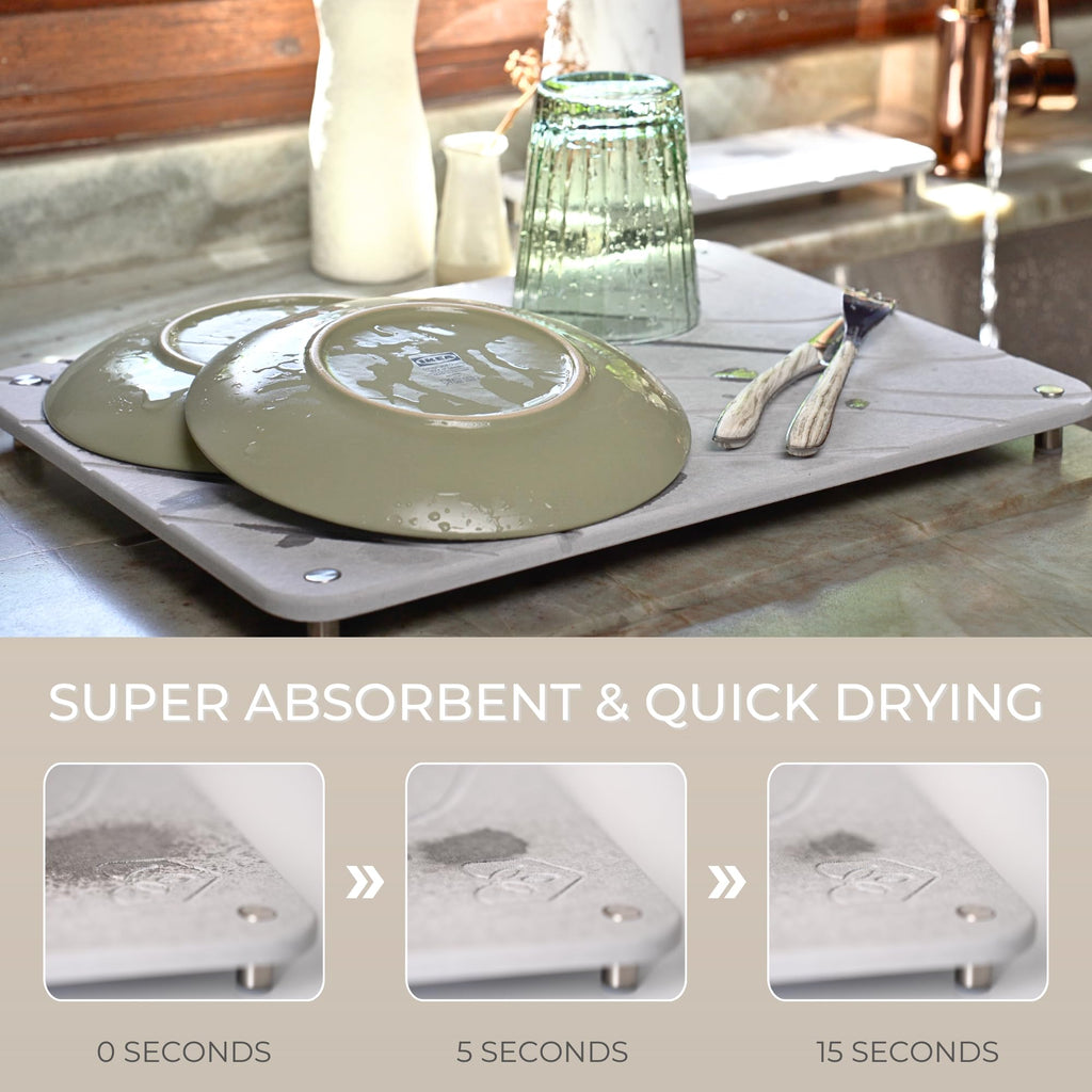Stone Dish Drying Mat – Super Absorbent Diatomite