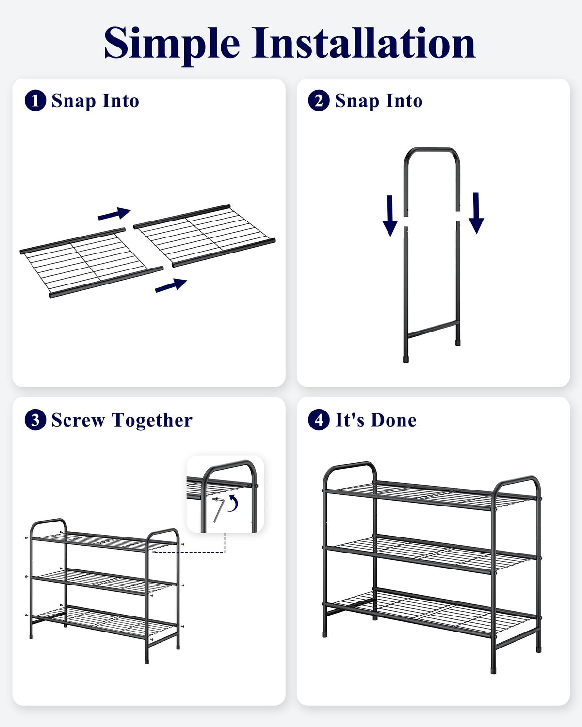 Kitsure 3-Tier Metal Shoe Rack