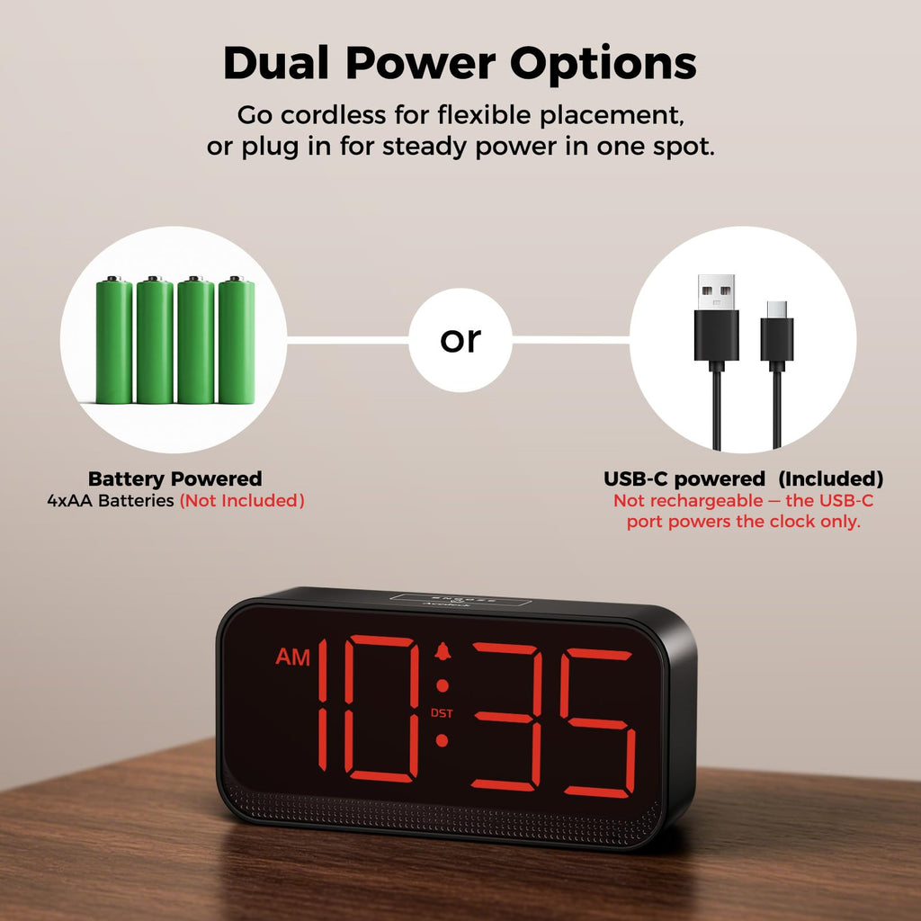 Battery Operated Alarm Clock with Large Numbers