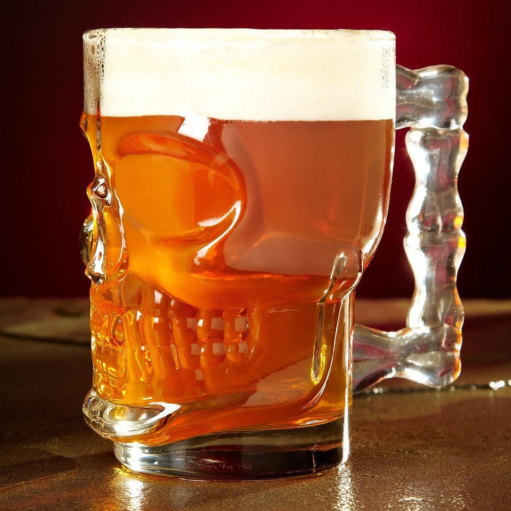 Skull Face Glass Beer Mugs – Set of 2 – view 5