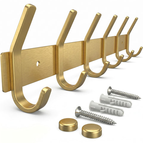 Brushed Stainless Steel Wall Coat Rack – Double Hooks