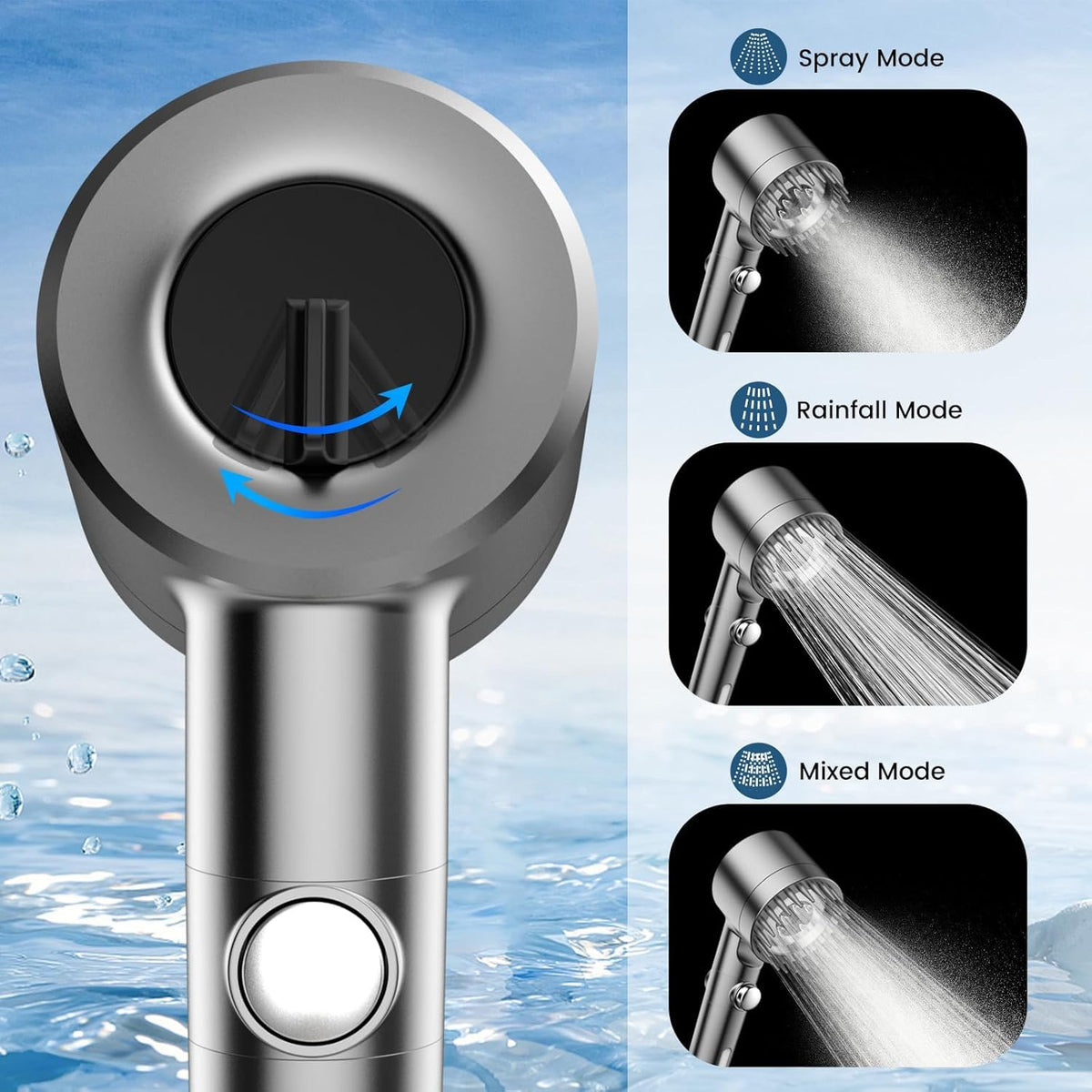 Filtered Handheld Shower Head with Scalp Massager
