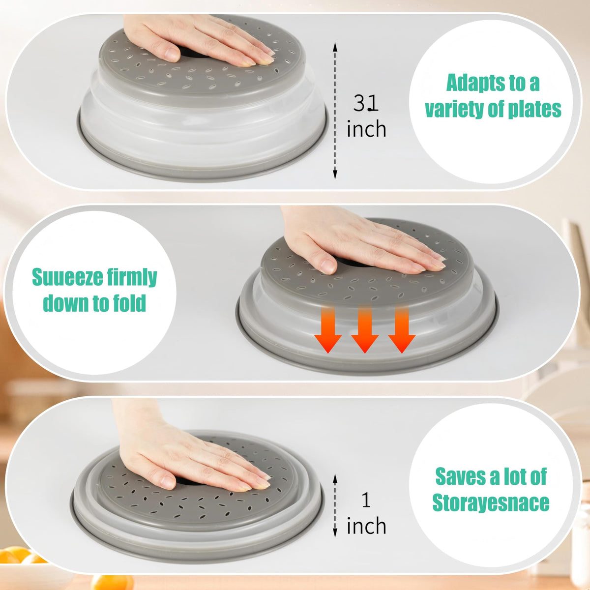 Collapsible Microwave Food Covers – 3 Sizes