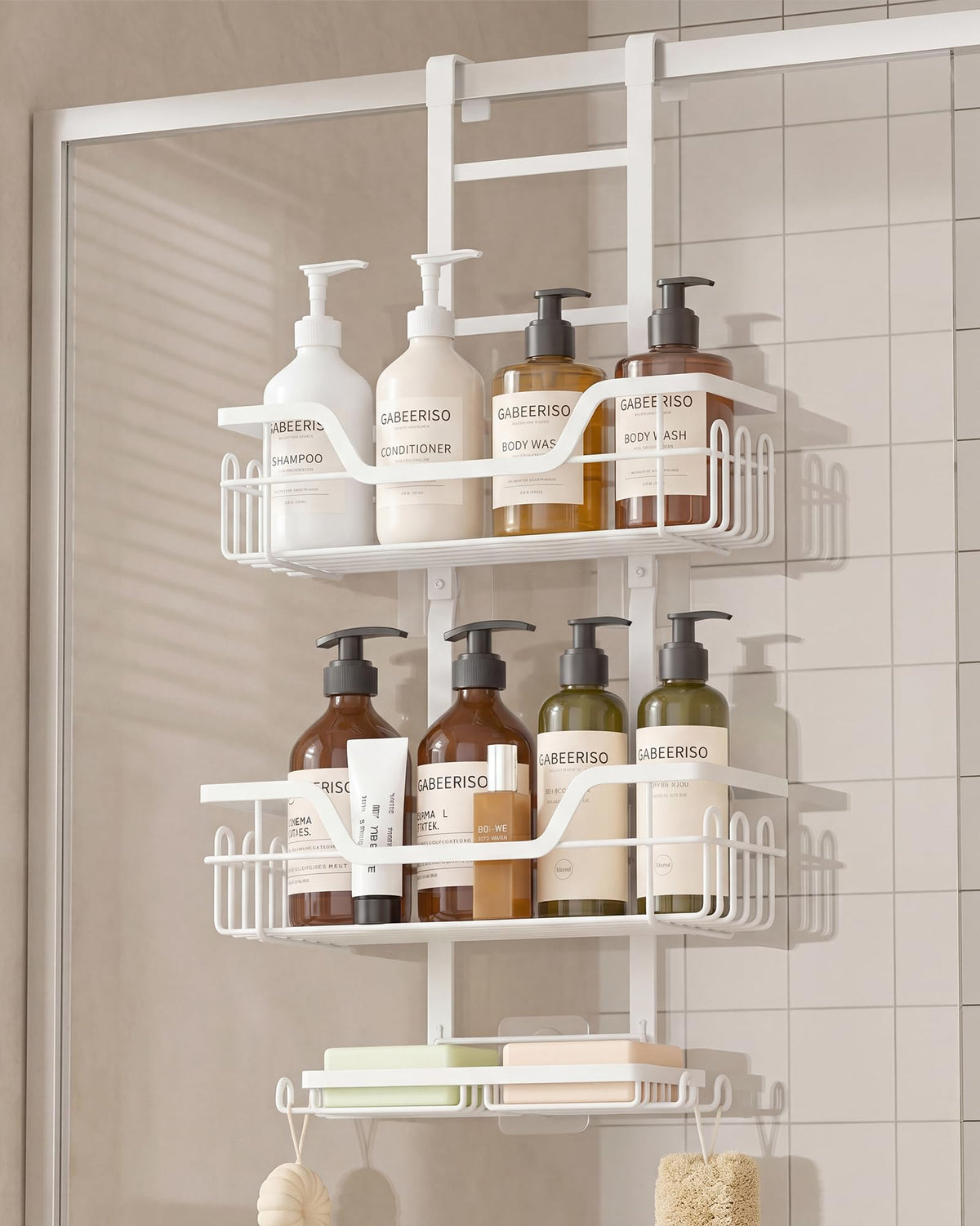 3-Tier Over-the-Door Shower Caddy – Rustproof, No Drilling