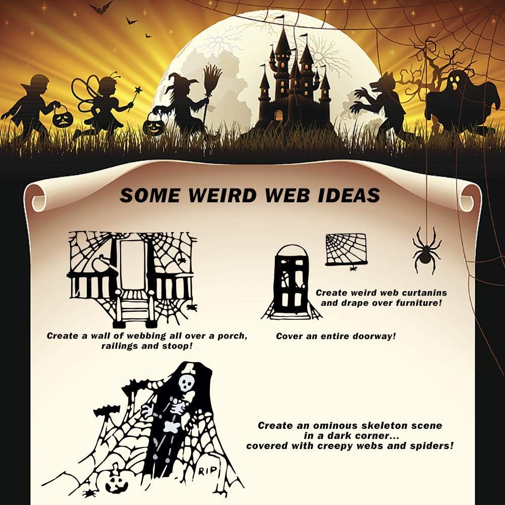 Stretchy Halloween Spider Web Decoration with Fake Spiders – view 7