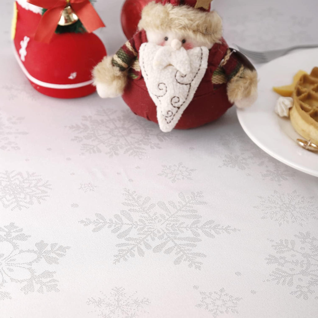 Snowflake Jacquard Christmas Tablecloth – Metallic – view 5