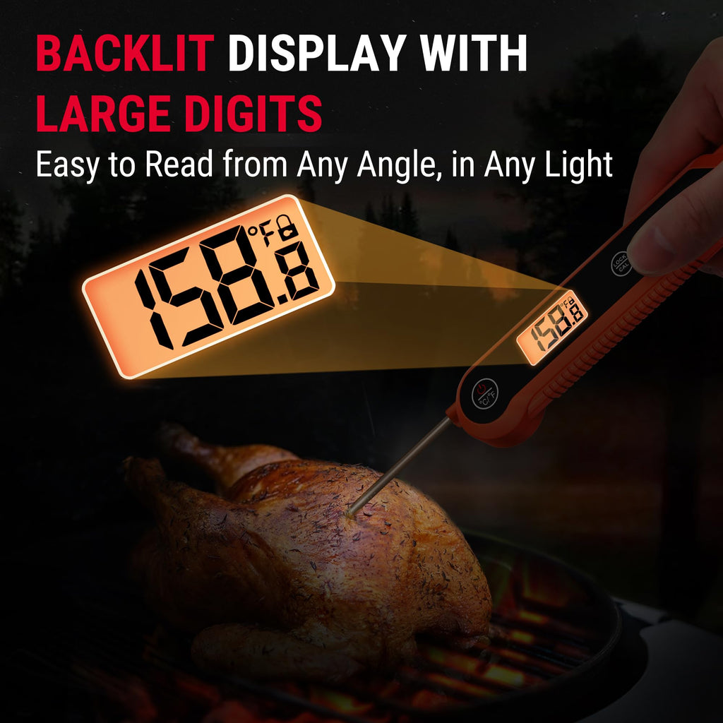 TempPro Instant Read Meat Thermometer – Waterproof, Foldable Probe