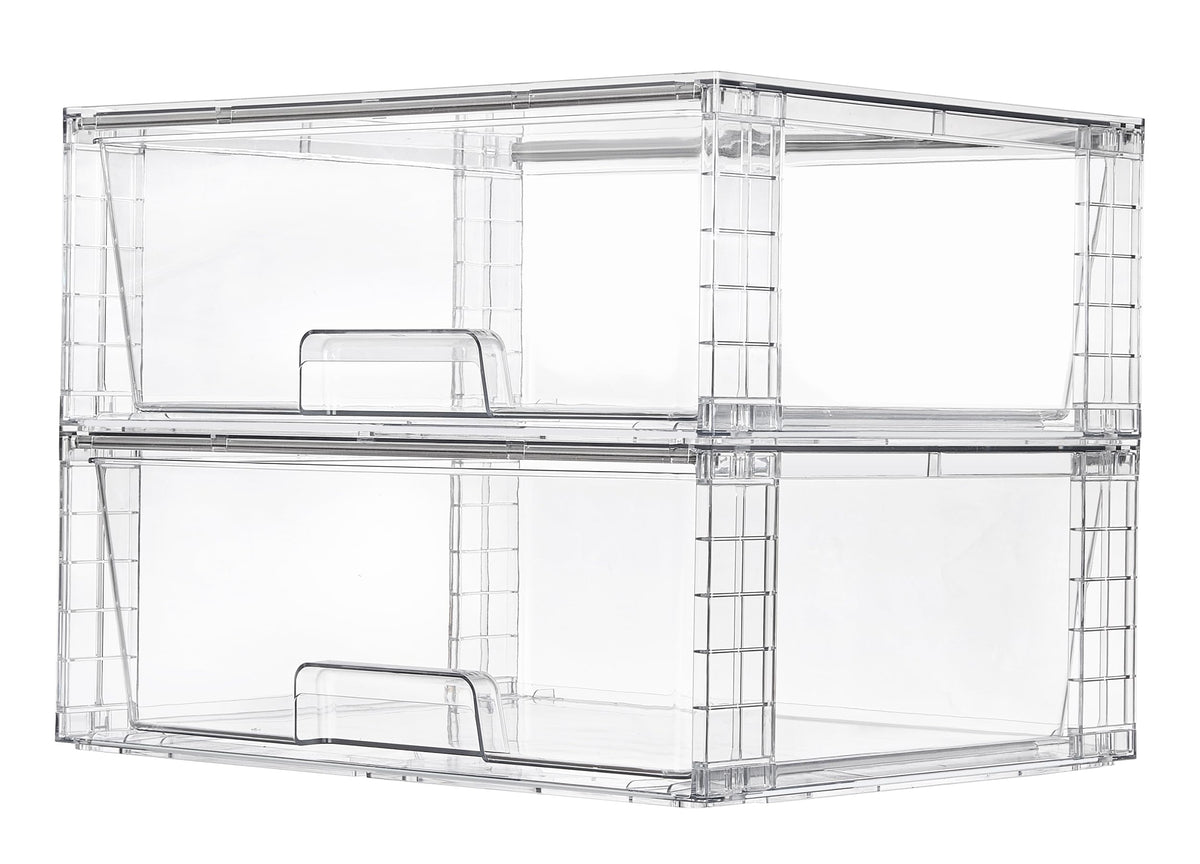 Clear Stackable Storage Drawers – 4 Pack