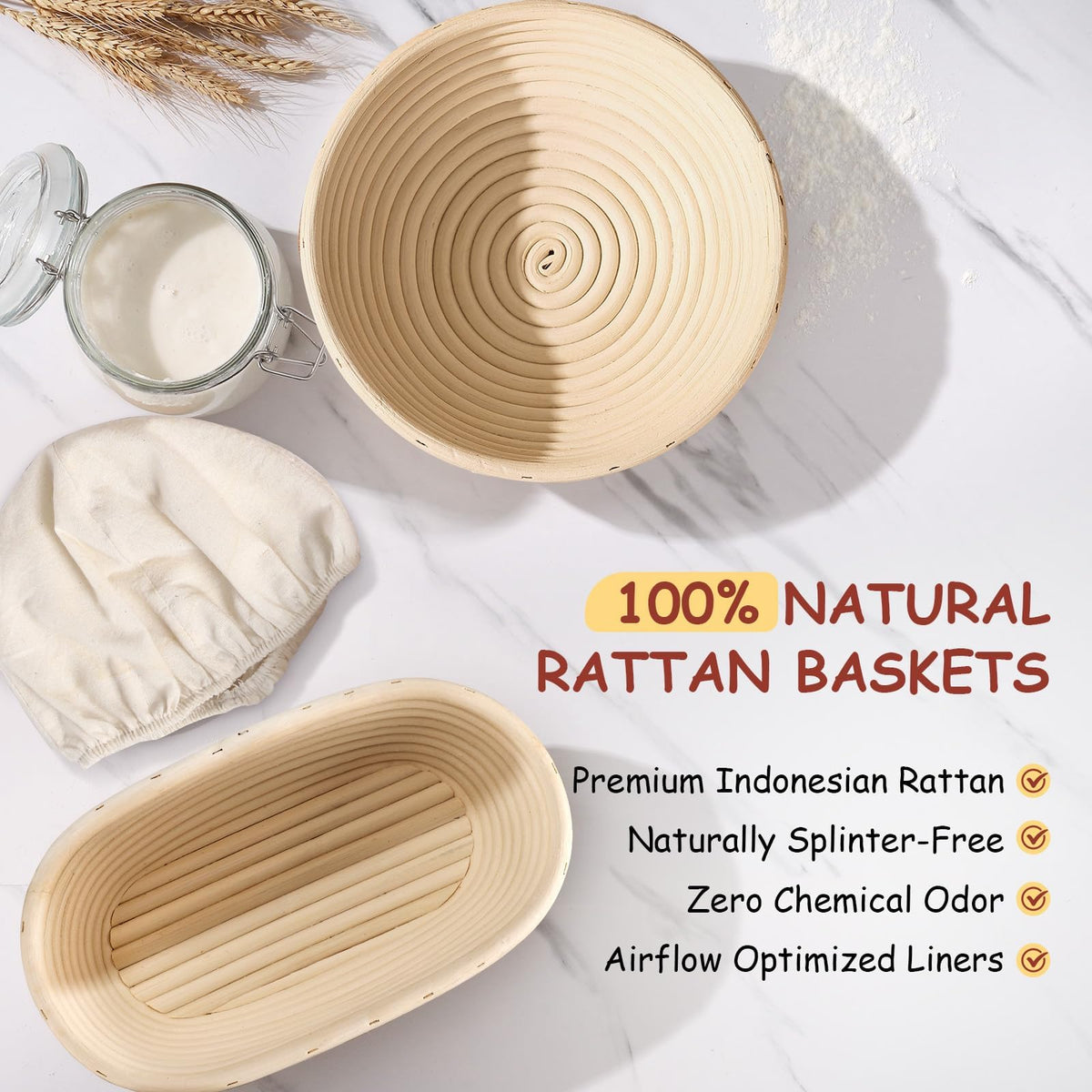Sourdough Bread Kit – Round & Oval Banneton Baskets