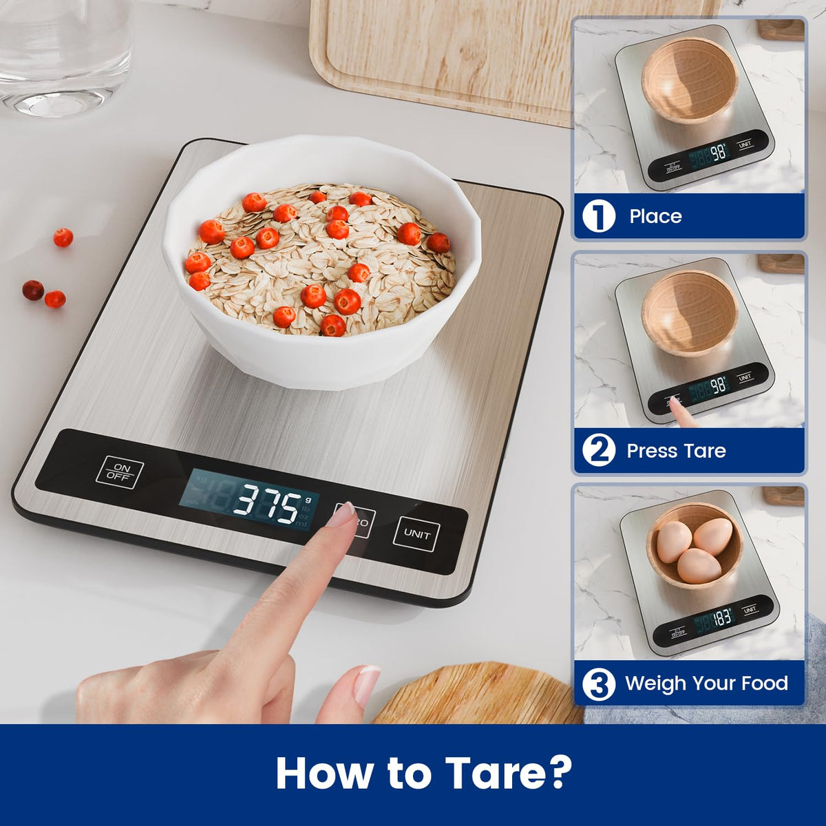 Rechargeable Digital Kitchen Scale – 15 kg / 1 g
