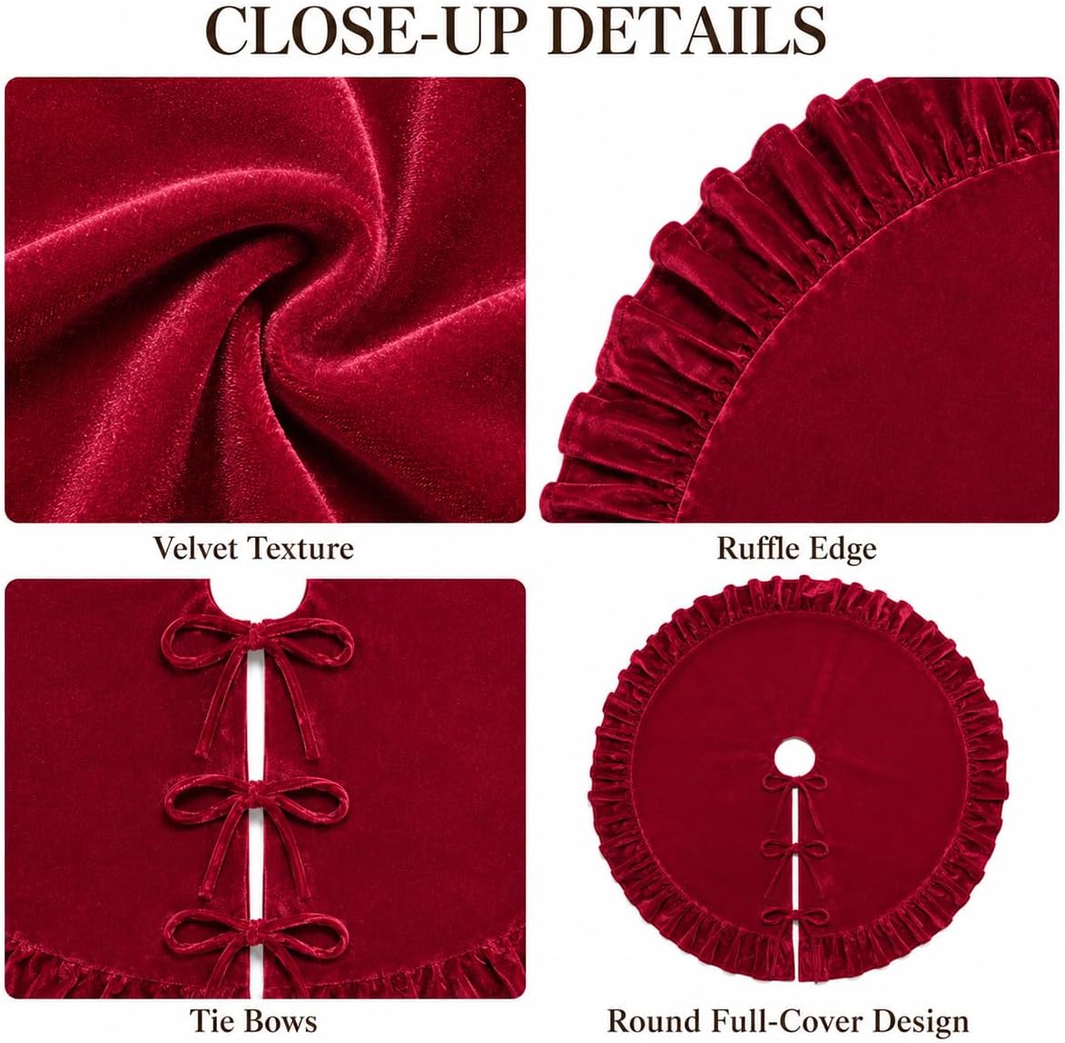 Velvet Christmas Tree Skirt with Ruffled Edge – view 7