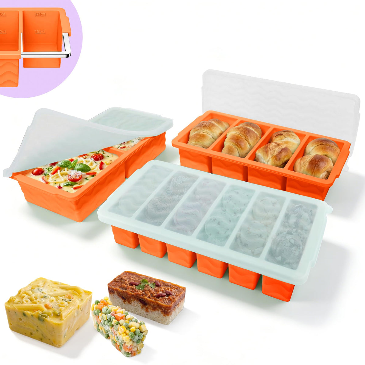 Silicone Freezer Trays with Lids – Soup & Meal Prep Portions