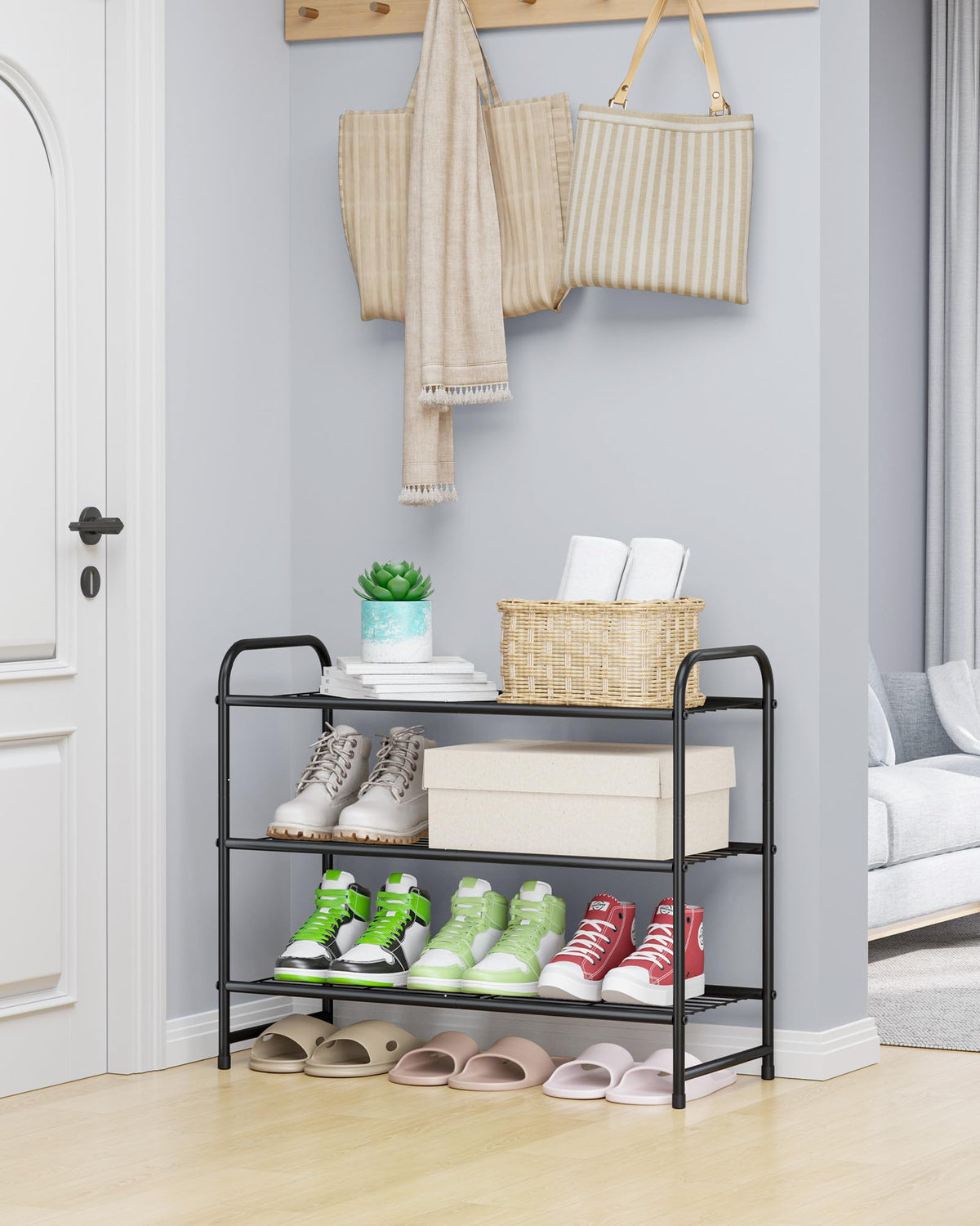Kitsure 3-Tier Metal Shoe Rack