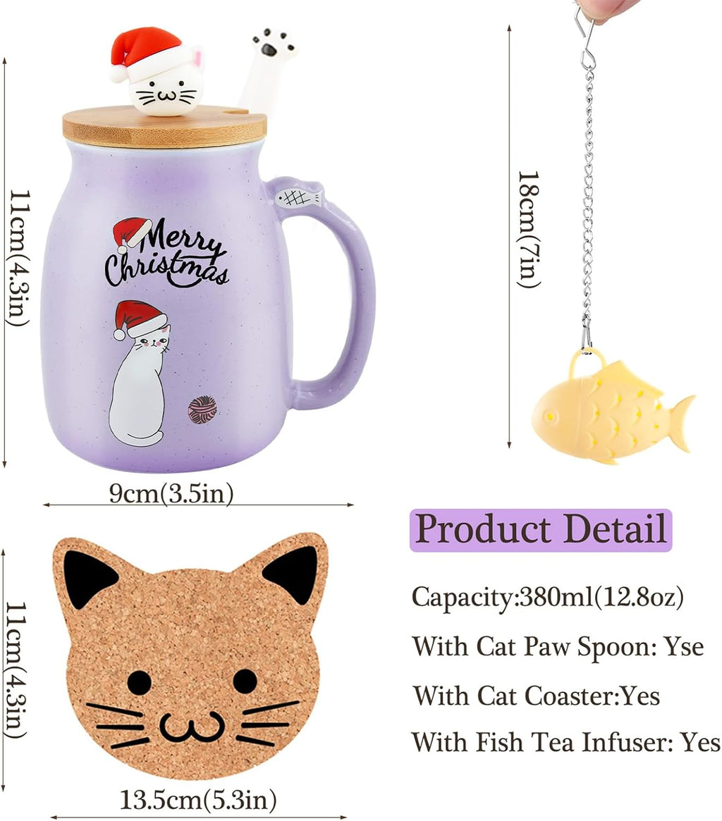 Christmas Cat Mug with Tea Infuser, Lid & Spoon – 380 ml – view 4