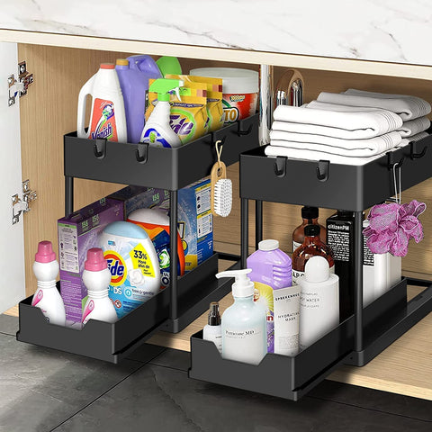 Under Sink Sliding Drawer Organiser – 2 Pack