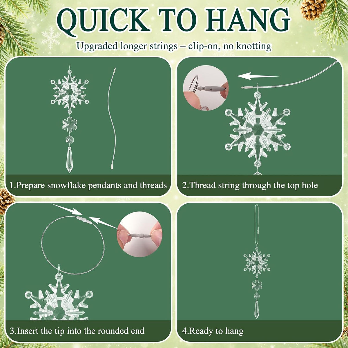Clear Acrylic Snowflake & Crystal Ornaments – view 4