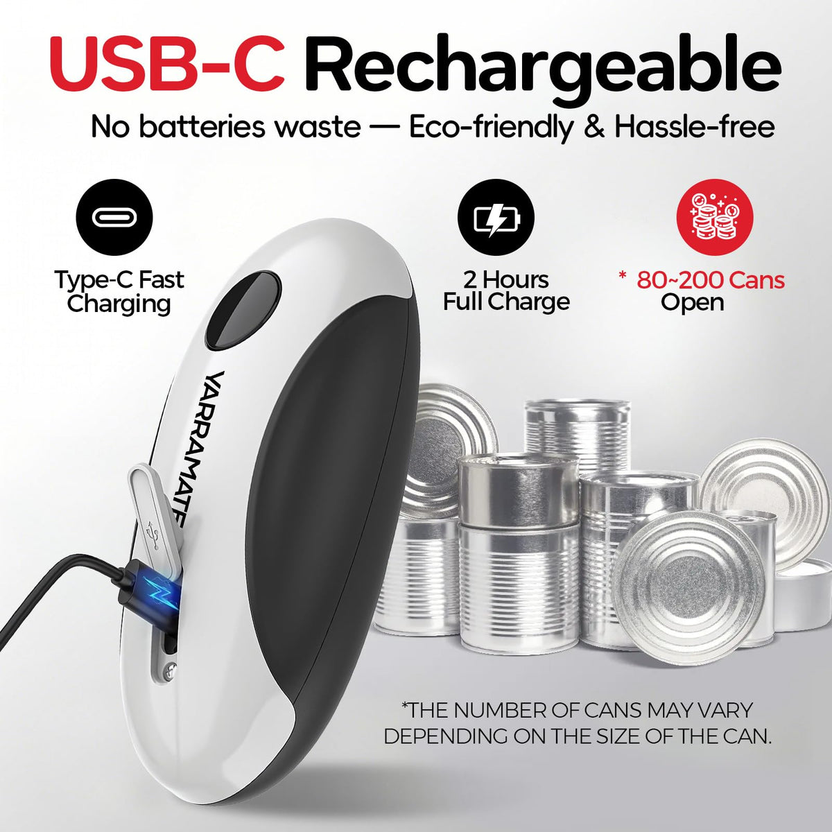 Rechargeable Electric Can Opener – Smooth Edge, One Touch