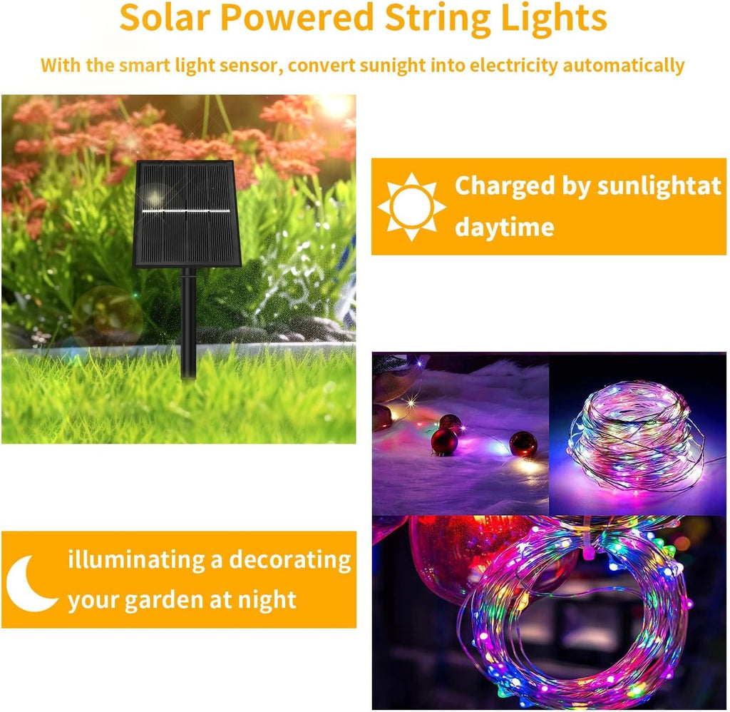 Solar Copper Wire Christmas Lights – 200 LED