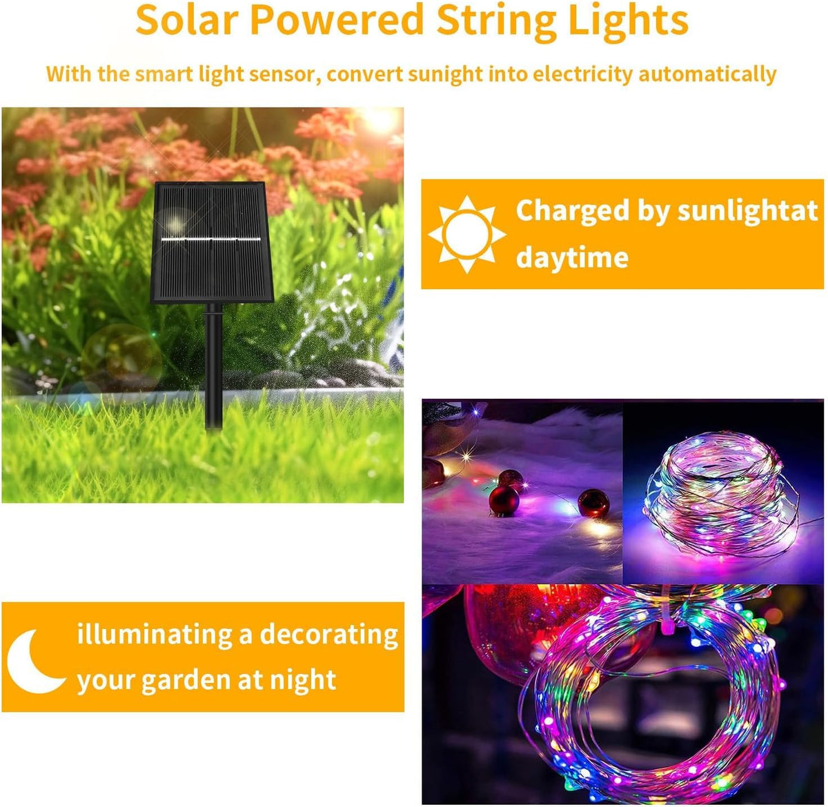 Solar Copper Wire Christmas Lights – 200 LED