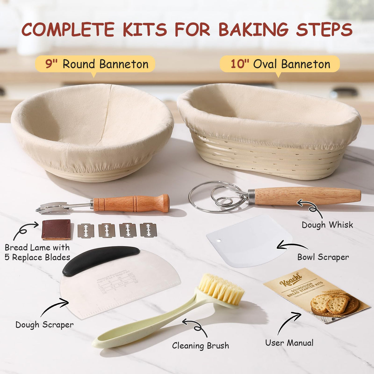 Sourdough Bread Kit – Round & Oval Banneton Baskets