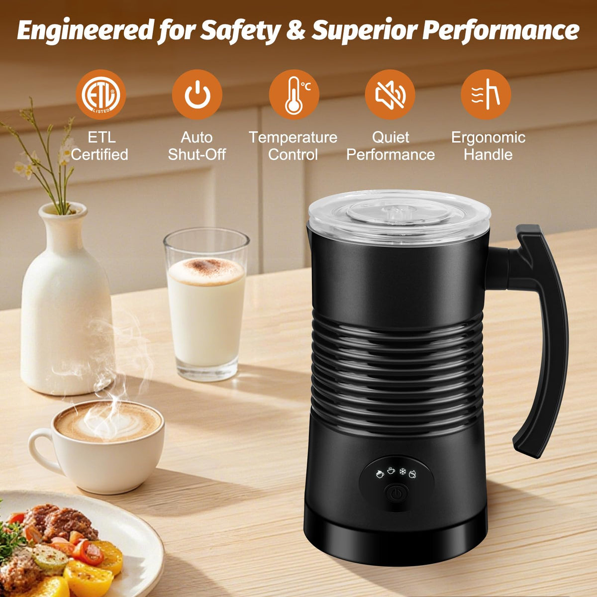 4-in-1 Electric Milk Frother & Warmer – 350 ml