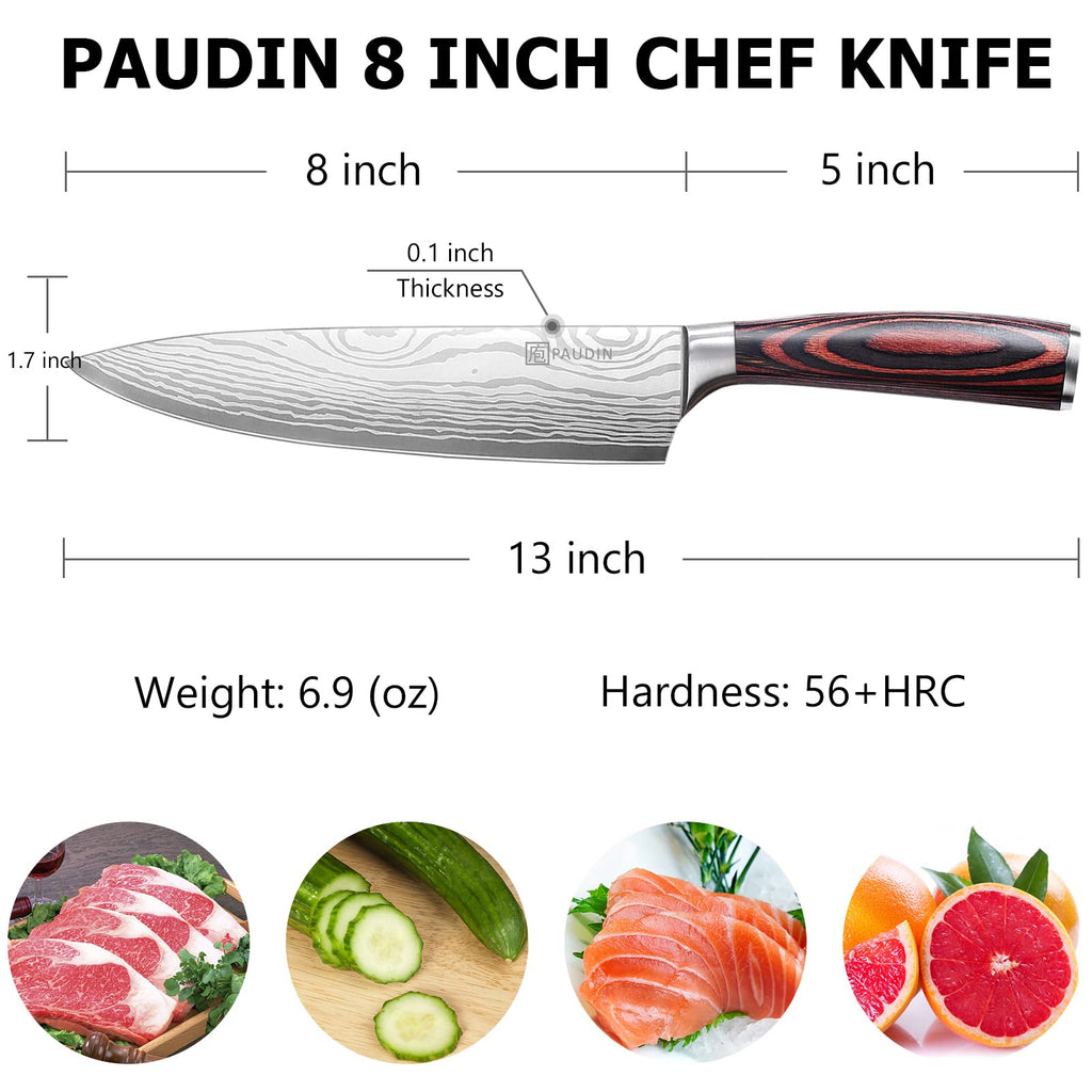 PAUDIN High-Carbon Kitchen Knives – Chef, Santoku, Bread & More