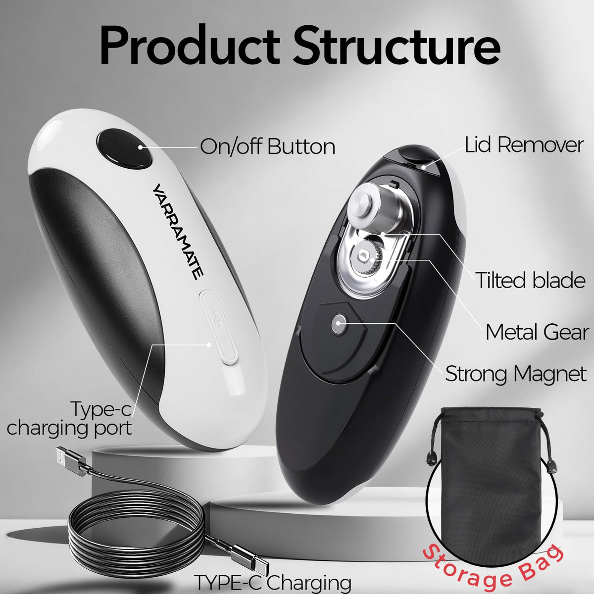 Rechargeable Electric Can Opener – Smooth Edge, One Touch