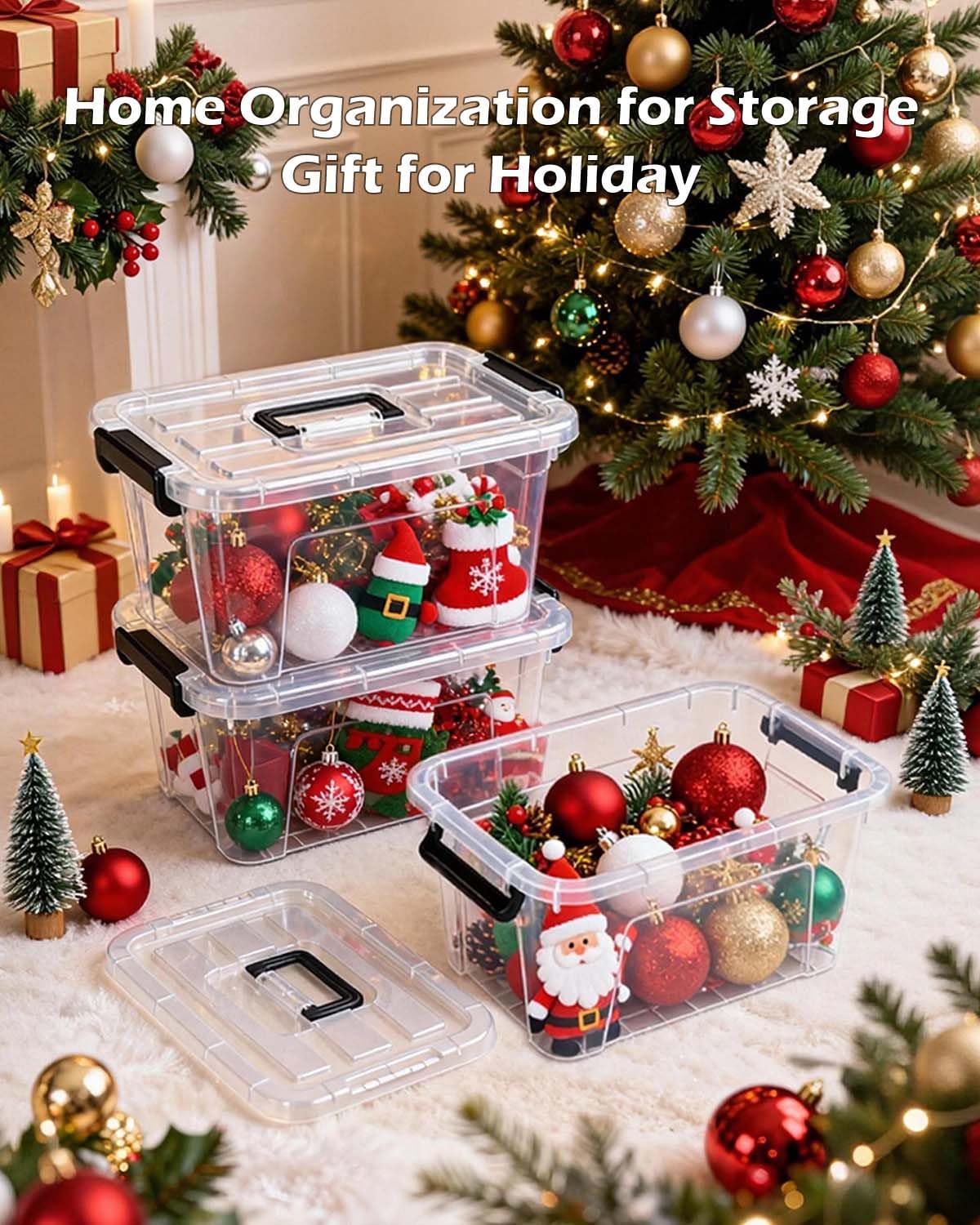 Clear Stackable Storage Boxes with Latching Lids – 6 Pack