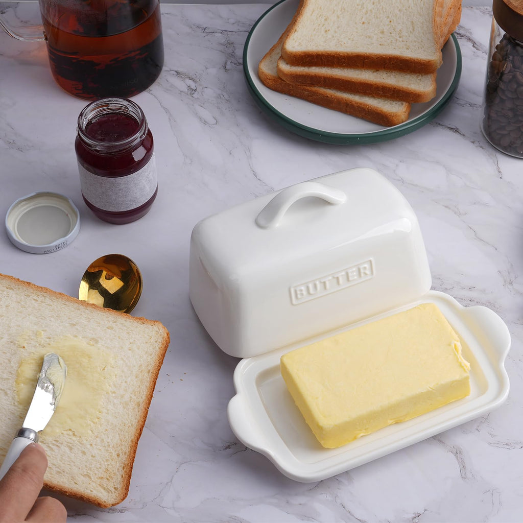 Large Porcelain Butter Dish with Lid