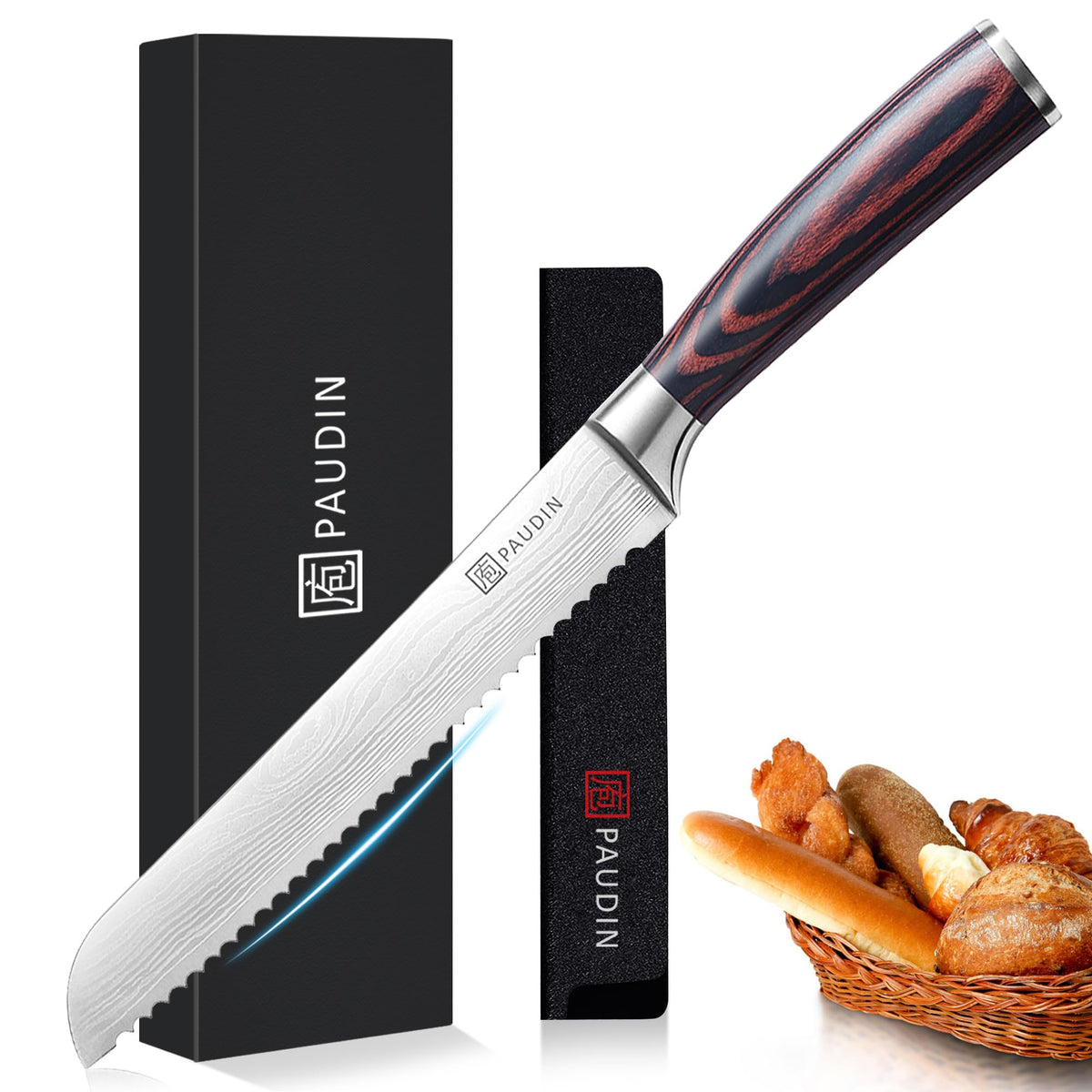 PAUDIN High-Carbon Kitchen Knives – Chef, Santoku, Bread & More