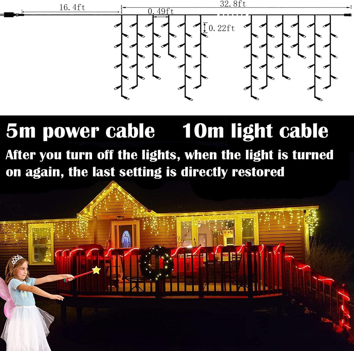 Curtain Fairy Lights – 400 LED, 8 Modes – view 3