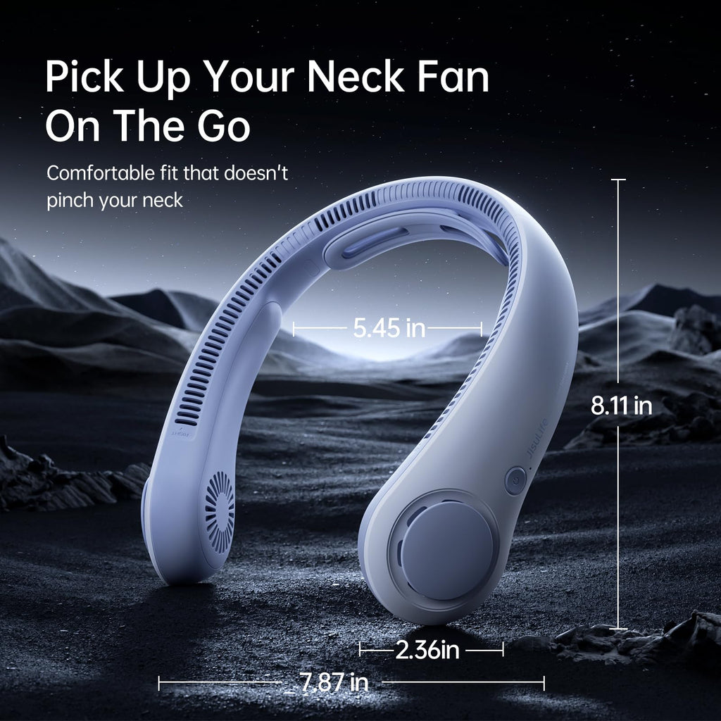 JISULIFE Hands-Free Neck Fan – 5 Speeds, 5000 mAh