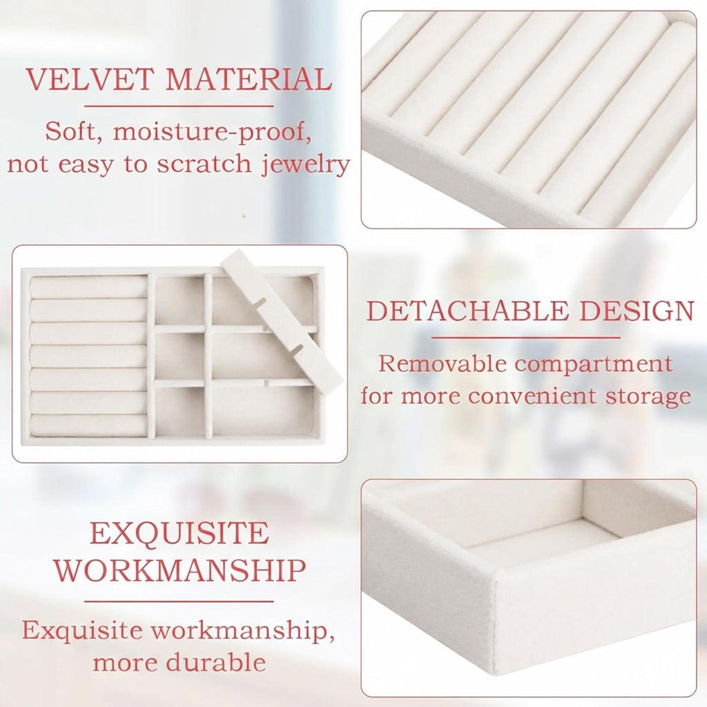 Stackable Velvet Jewellery Trays – Set of 6