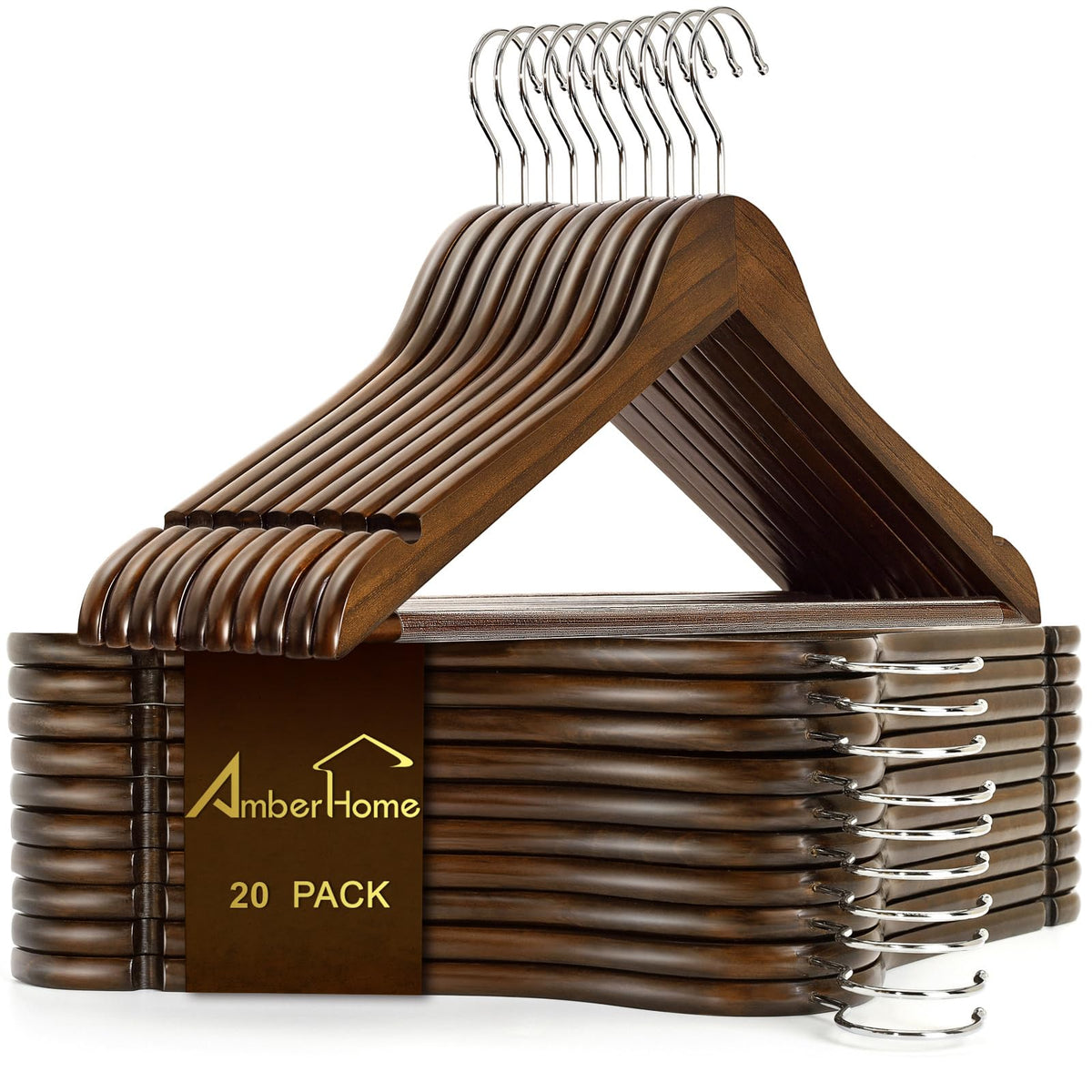 Natural Wooden Coat Hangers – 20 Pack