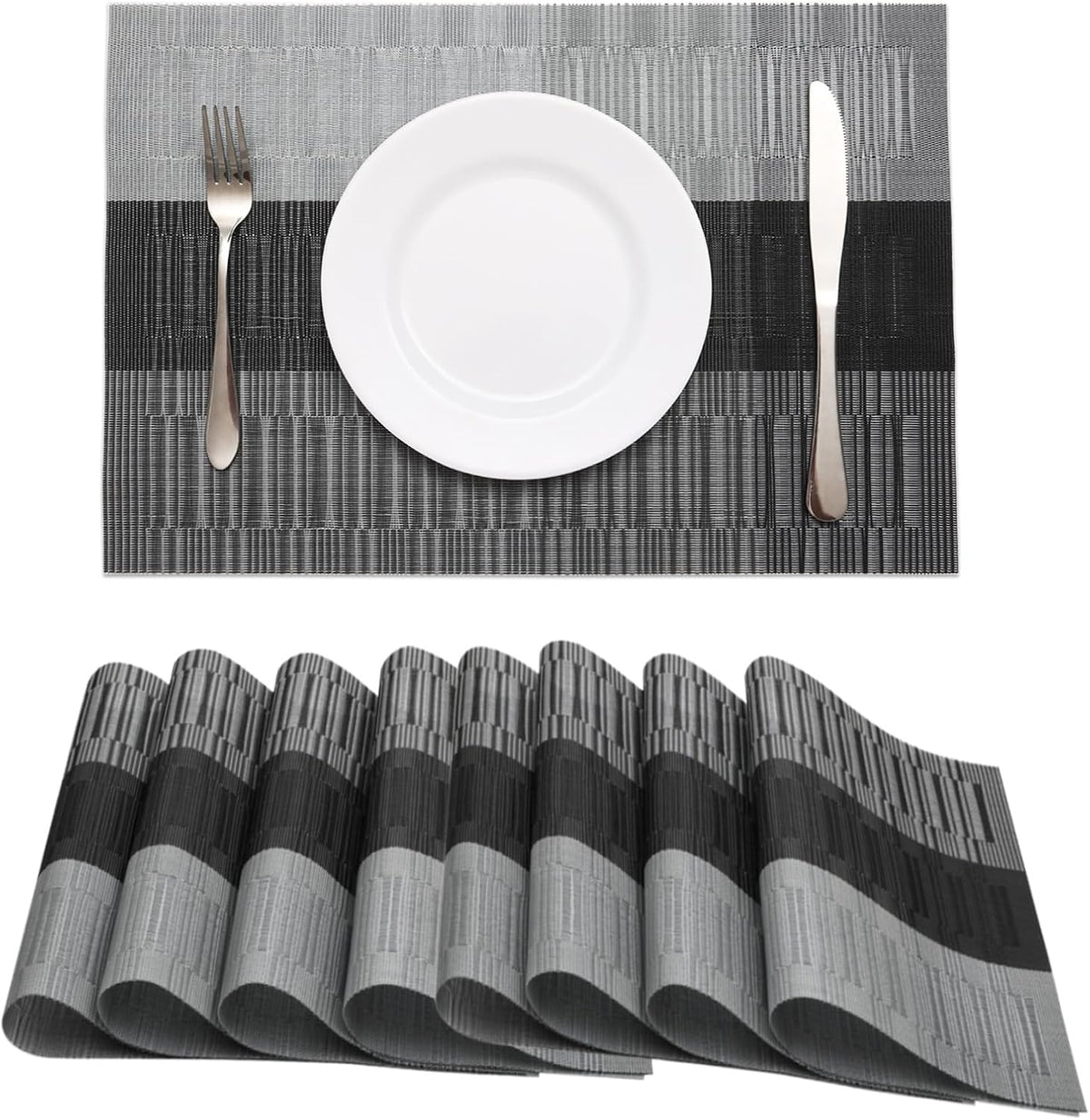 Black Faux Leather Placemats – Wipe-Clean Table Mats – view 10