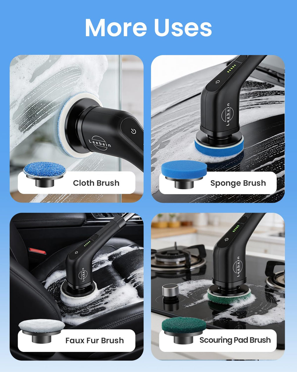Cordless Electric Spin Scrubber with 8 Brush Heads