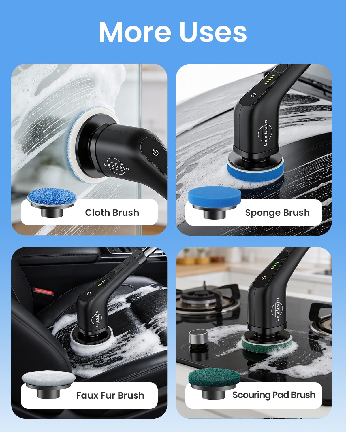 Cordless Electric Spin Scrubber with 8 Brush Heads