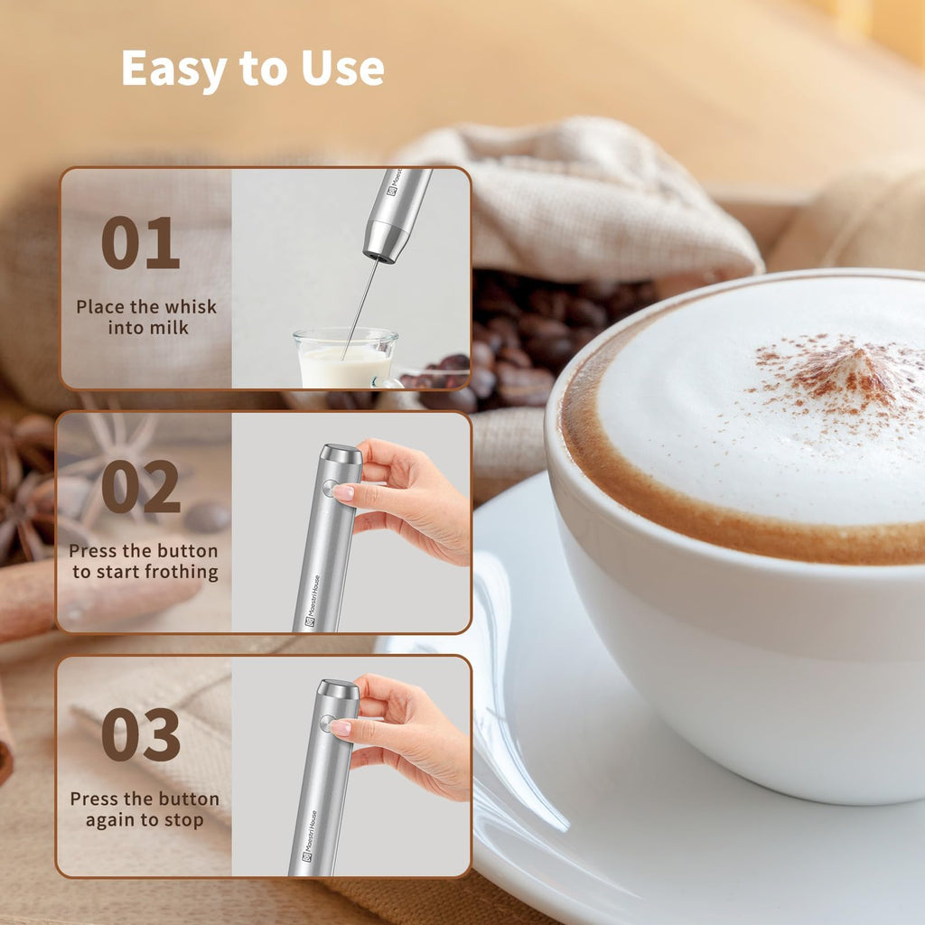 Rechargeable Handheld Milk Frother with Stand