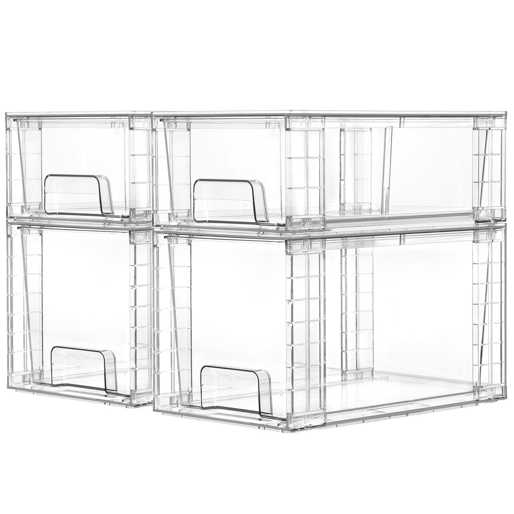 Clear Stackable Storage Drawers – 4 Pack