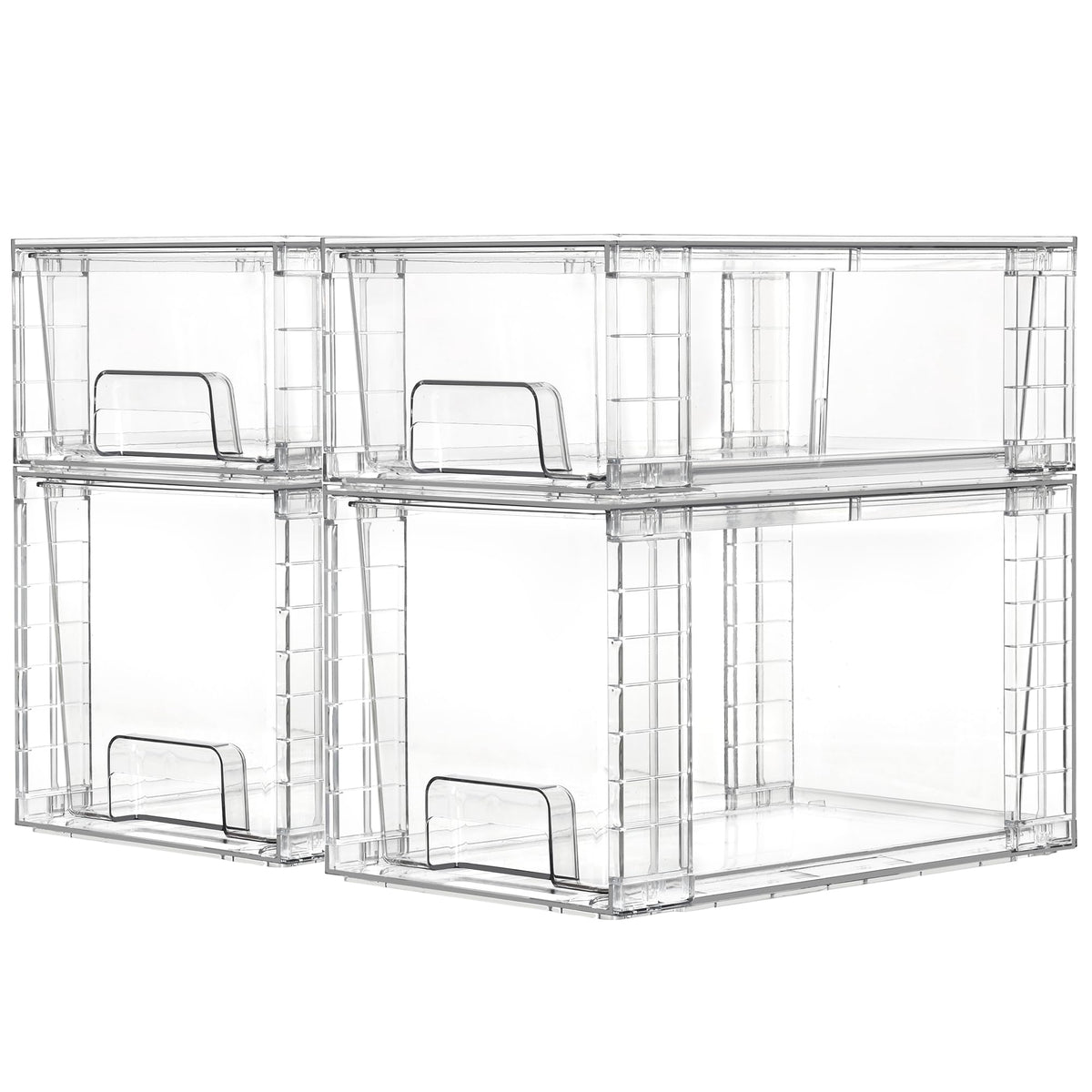 Clear Stackable Storage Drawers – 4 Pack