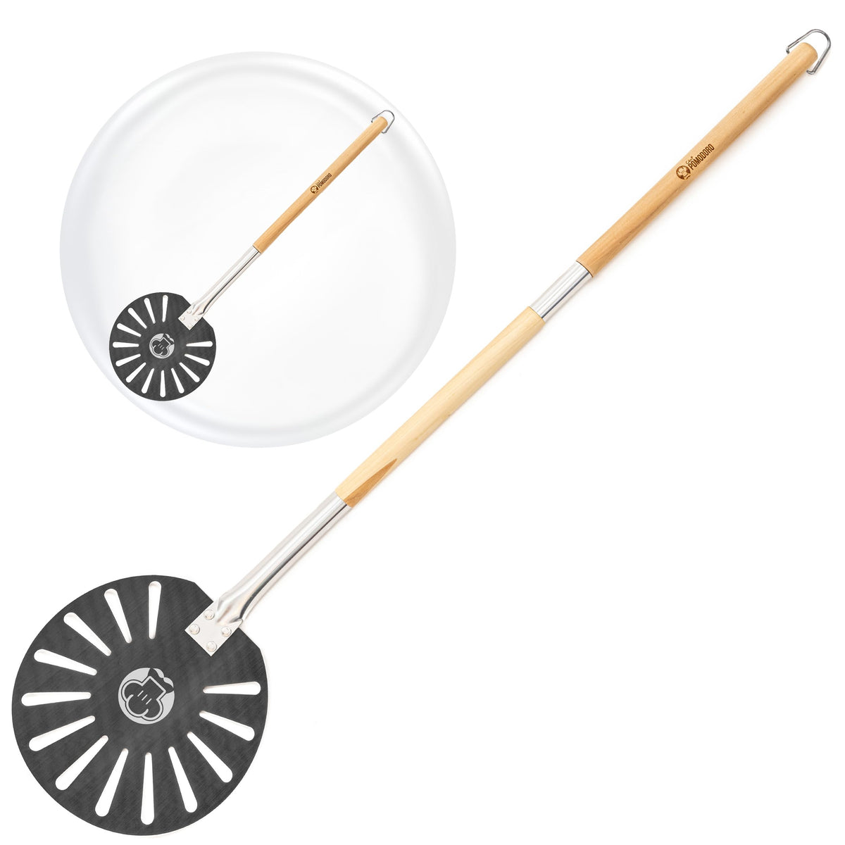 Perforated Pizza Turning Peel – Detachable Long Handle