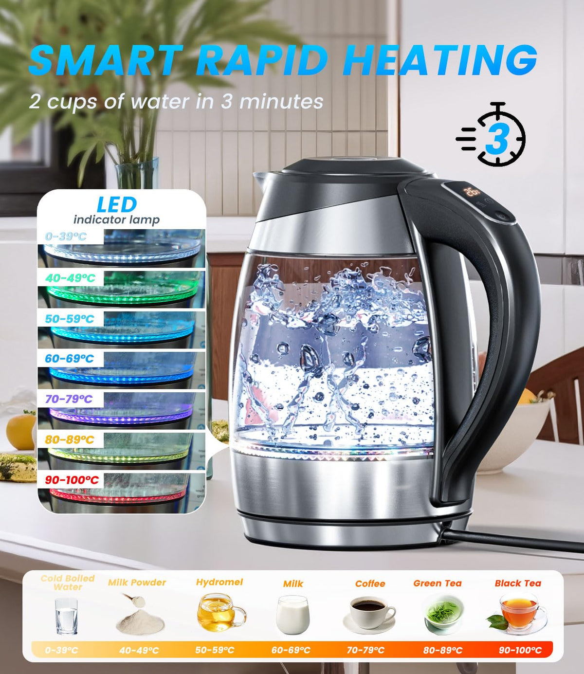 1.8L Glass Electric Kettle with Temperature Control